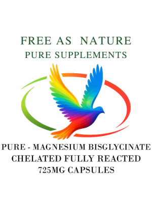 Pure Magnesium Bisglycinate (Glycinate) 725mg Capsules (Chelated - Fully Reacted)